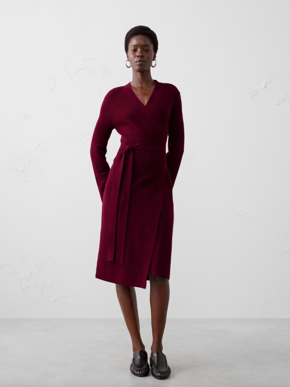 Banana Republic knit wrap dress, knee length sweater dress